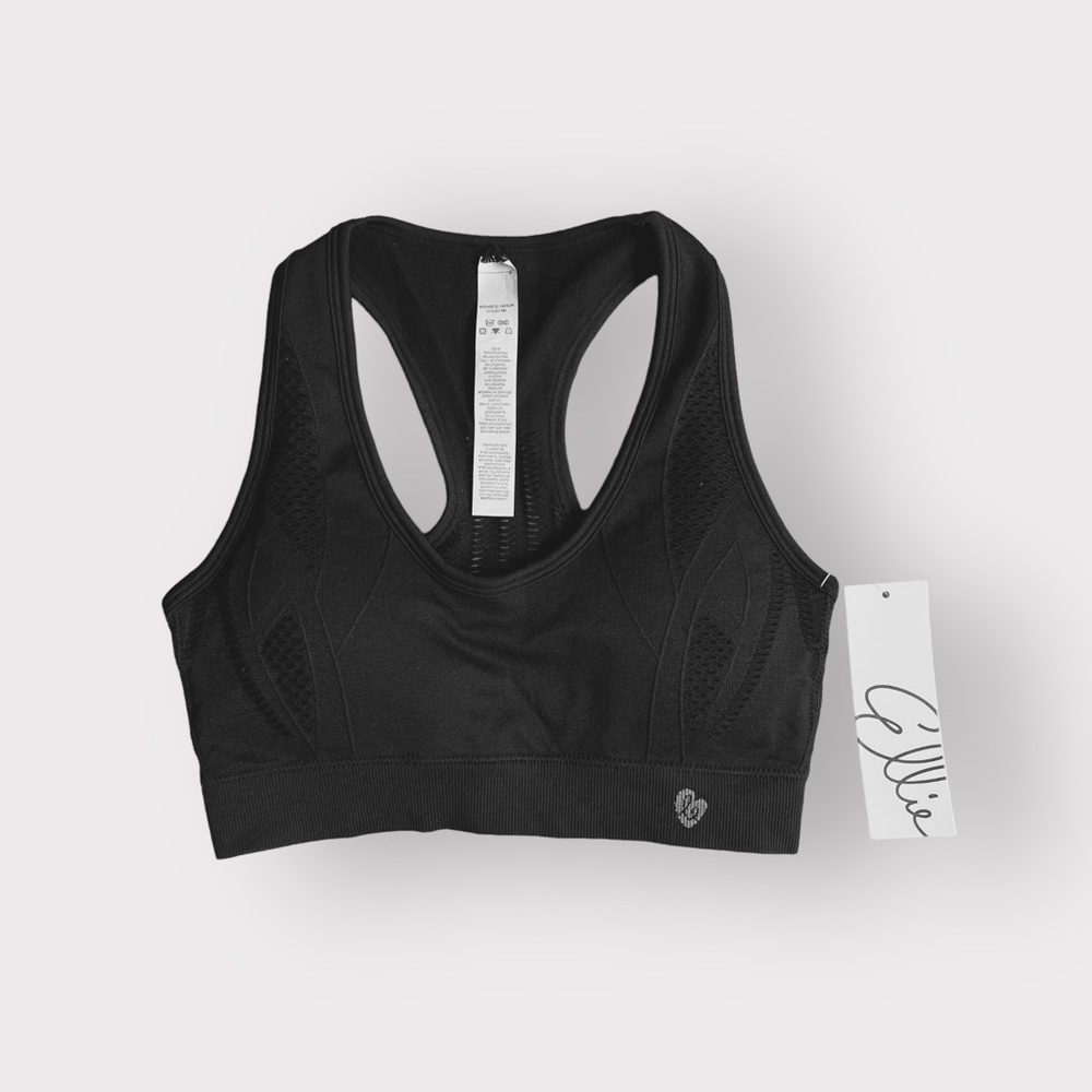 Ellie Activewear Racerback Black Laser Cut Sports Bra Activewear